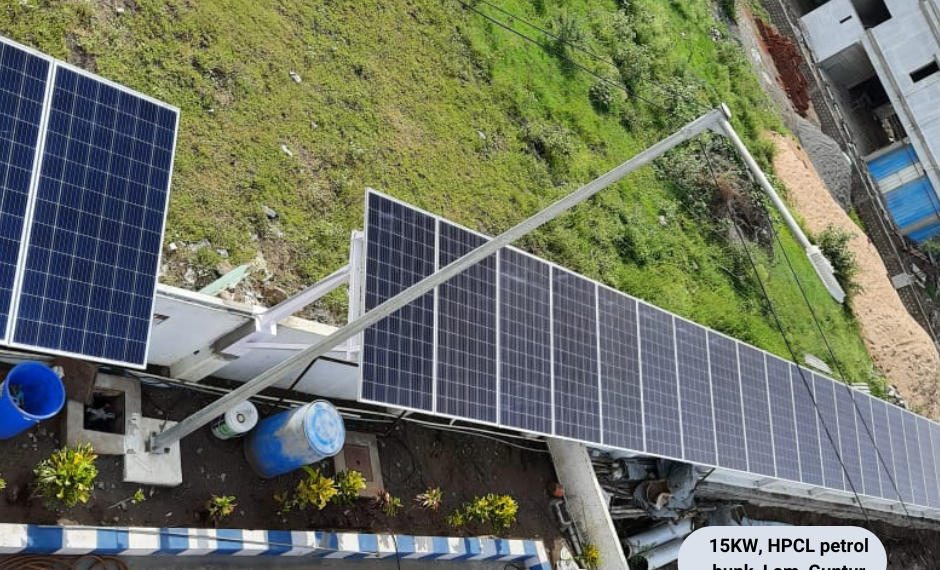 HPCL Petrol bunk, Lam Guntur - 15 kW Solar Installation in Guntur